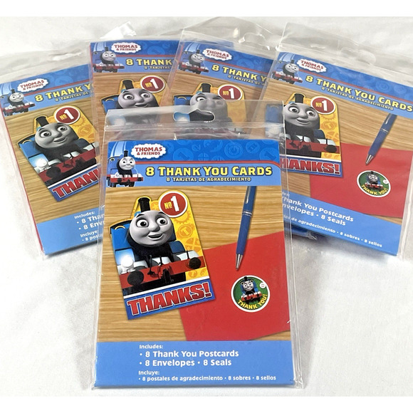 Thomas the Tank Train Engine Thank You Cards with envelopes (5) 8 Card Packs - Picture 1 of 4